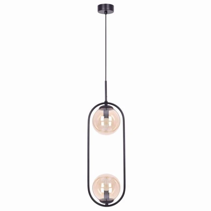 Lampa wisząca na E14 z dwoma szklanym bursztynowymi kloszami K‑5121 Kaja Lighting
