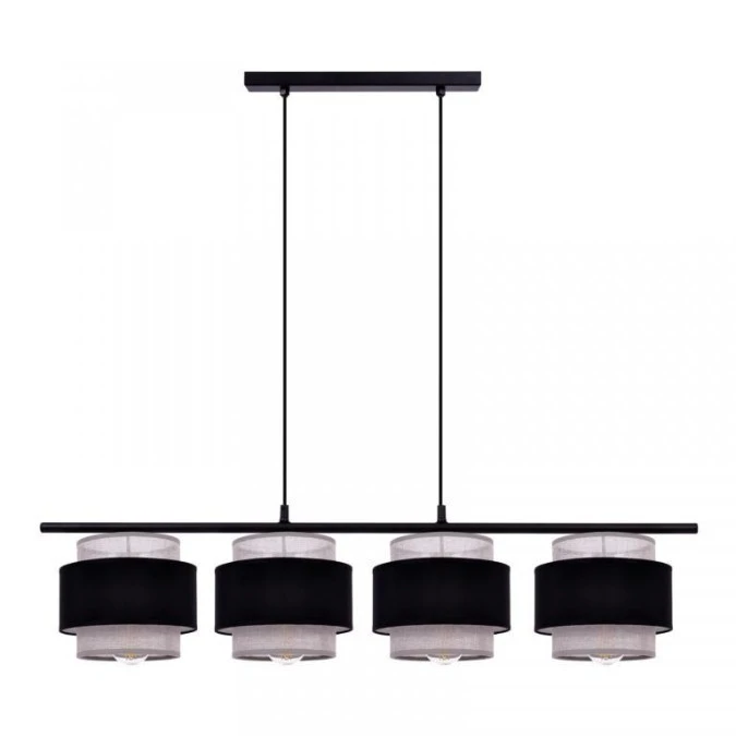 Lampa wisząca na listwie ESTELA na E27, czarno‑szare klosze K‑5173 Kaja Lighting