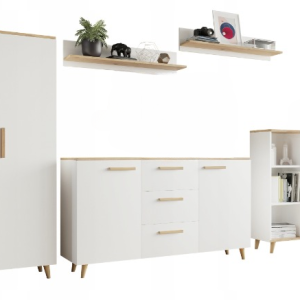 Meblościanka MALMO artisan-biały komoda regał szafa RTV 272582 Meblościanka MALMO artisan-biały komoda regał szafa RTV 272582