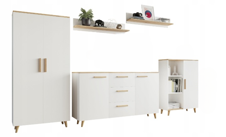 Meblościanka MALMO artisan-biały komoda regał szafa RTV 272582