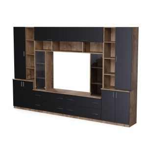 Meblościanka Modena Dąb Lefkas/Czarny Onyx 340 cm 996434 Meblościanka Modena Dąb Lefkas/Czarny Onyx 340 cm 996434