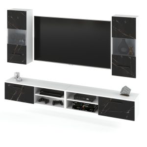 Meblościanka nowoczesna rtv 240cm biała san sebastian 373953 Meblościanka nowoczesna rtv 240cm biała san sebastian 373953
