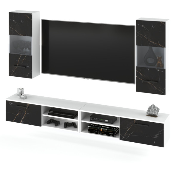 Meblościanka nowoczesna rtv 240cm biała san sebastian 373953