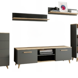 Meblościanka OSLO 3 artisan-antracyt komoda półka 247738 Meblościanka OSLO 3 artisan-antracyt komoda półka 247738