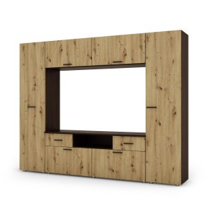 Meblościanka Pluton Sonoma Ciemna/Dąb Artisan – Okucia Premium 240 cm 1046704 Meblościanka Pluton Sonoma Ciemna/Dąb Artisan – Okucia Premium 240 cm 1046704
