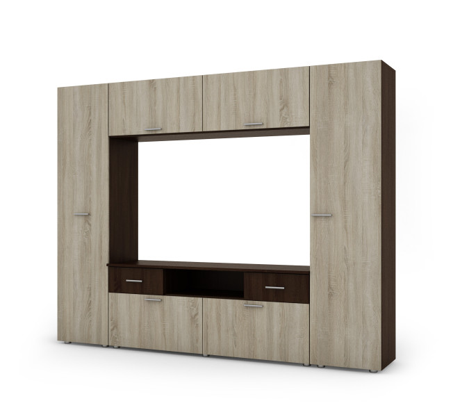 Meblościanka Pluton Sonoma Ciemna/Sonoma Jasna - Okucia Premium 240 cm 1046701