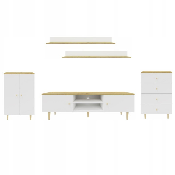 Meblościanka RANGE artisan-biały zestaw 2 komody szafka RTV 150cm 2 półki 1000947