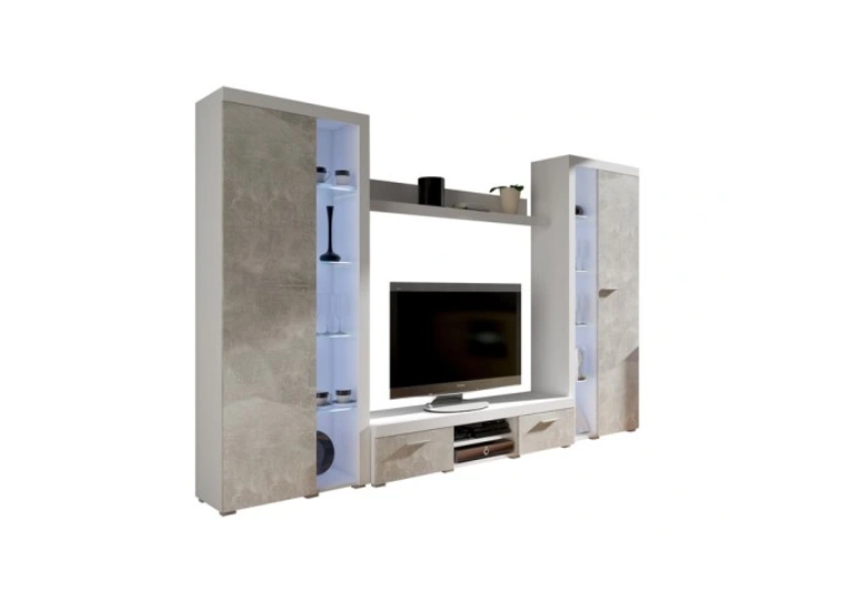 Meblościanka RUMBA XL półka ścienna 2x Witryna Beton/Biały 285669