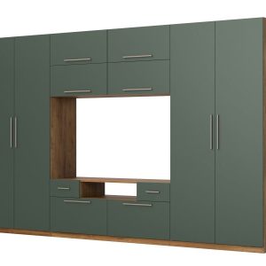 Meblościanka Scandi Dąb Lefkas/Zieleń Butelkowa 350 cm 1067289