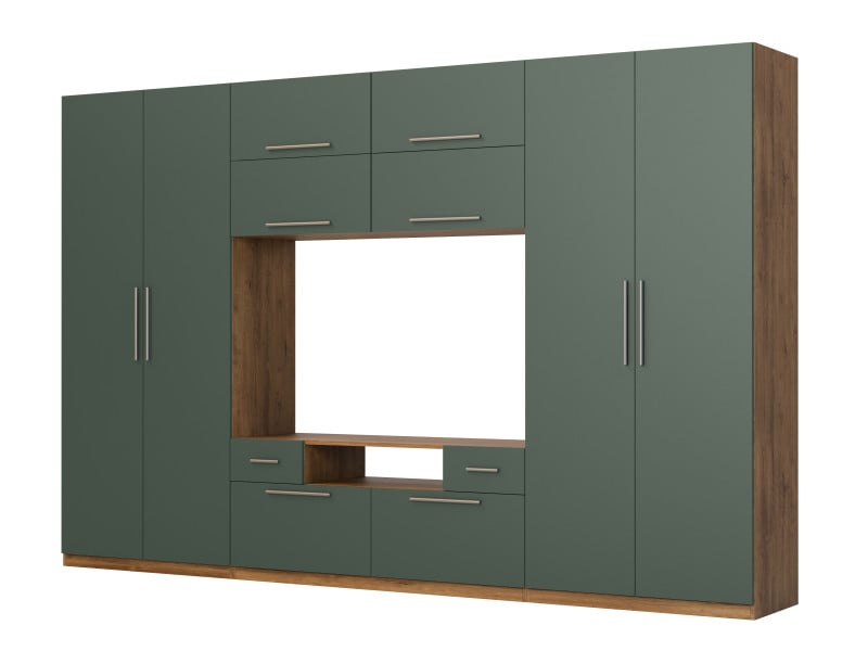 Meblościanka Scandi Dąb Lefkas/Zieleń Butelkowa 350 cm 1067289