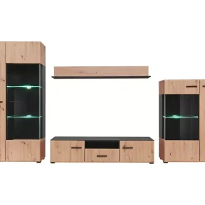 Meblościanka SOLIDO dąb artisan/czarny mat 825444 Meblościanka SOLIDO dąb artisan/czarny mat 825444