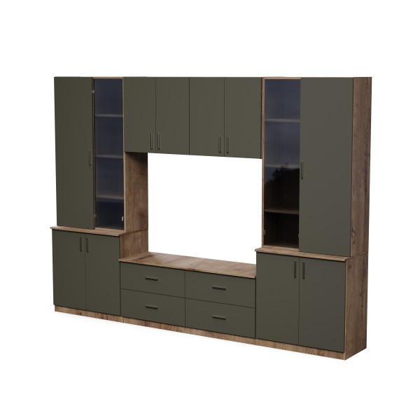 Meblościanka Stilo Dąb Lefkas/Szary Grafit - Okucia Premium 300 cm 1041475