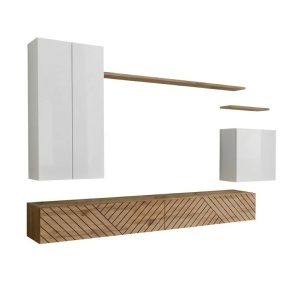 Meblościanka SWITCH LAMEL II biała/dąb wotan 989086 Meblościanka SWITCH LAMEL II biała/dąb wotan 989086