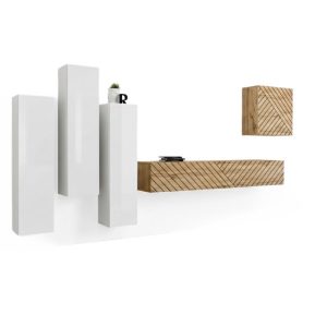 Meblościanka SWITCH LAMEL III biała/dąb wotan 930231 Meblościanka SWITCH LAMEL III biała/dąb wotan 930231