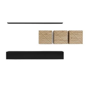 Meblościanka SWITCH LAMEL VII czarna/dąb wotan 834270 Meblościanka SWITCH LAMEL VII czarna/dąb wotan 834270