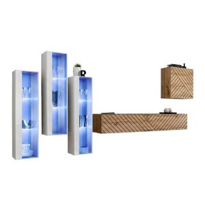 Meblościanka SWITCH LAMEL XIII biała/dąb wotan 1002148 Meblościanka SWITCH LAMEL XIII biała/dąb wotan 1002148