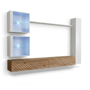 Meblościanka SWITCH LAMEL XVIII biała/dąb wotan 1002678