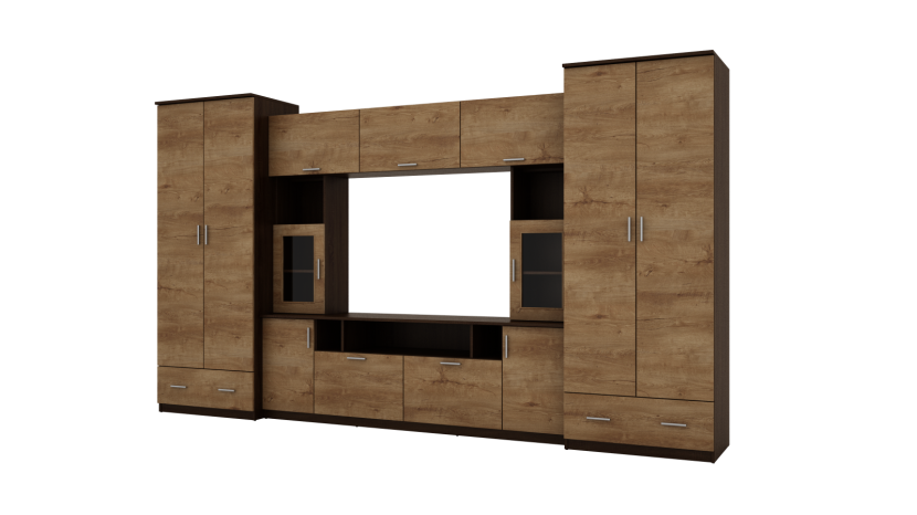 Meblościanka Tajga Sonoma Ciemna/Dąb Lefkas - Okucia Premium 370 cm 1049366