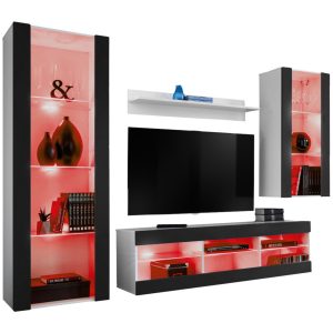 Meblościanka TIVOLI MEDIO, Matowa, Czarny, LEDy Wielokolorowe 763938 Meblościanka TIVOLI MEDIO, Matowa, Czarny, LEDy Wielokolorowe 763938
