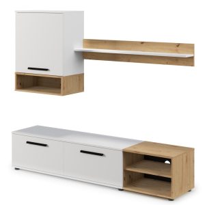 Meblościanka Vento 180 cm – biały mat + dąb artisan 718717 Meblościanka Vento 180 cm – biały mat + dąb artisan 718717