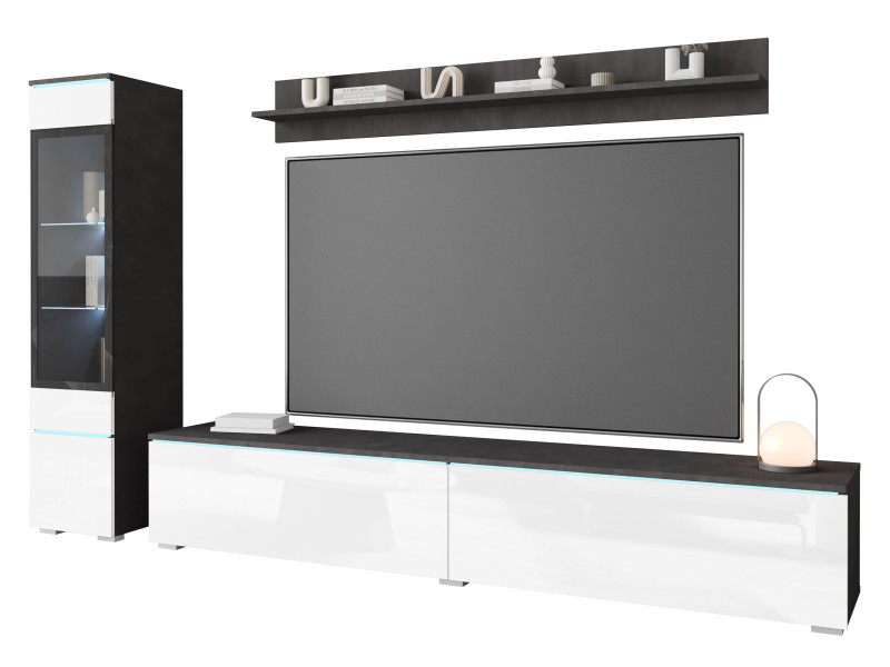 Meblościanka VEVE 1 w kolorze matera/biały połysk 300499