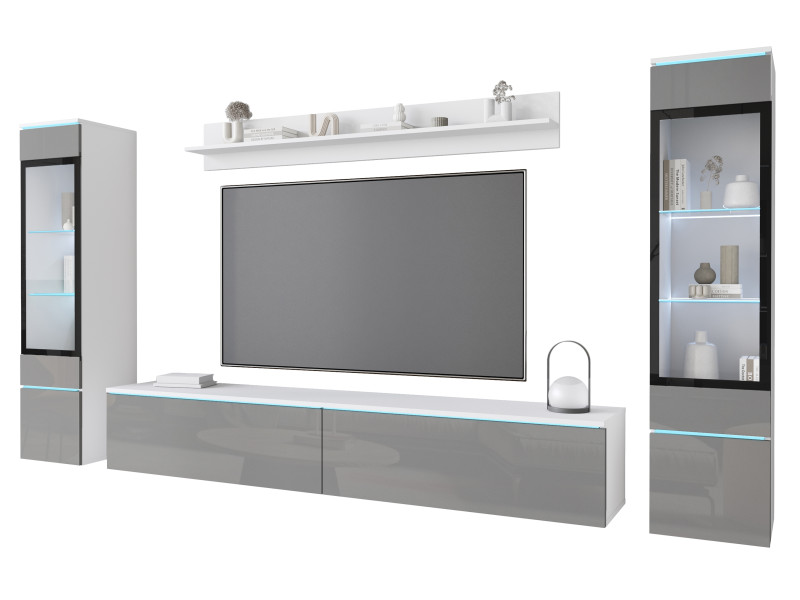Meblościanka VEVE 2 w kolorze biały/szary połysk 715603