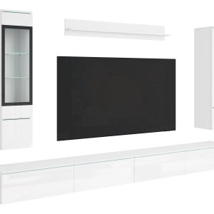 Meblościanka VEVE XXL-biały/biały połysk z oświetleniem 1030014 Meblościanka VEVE XXL-biały/biały połysk z oświetleniem 1030014
