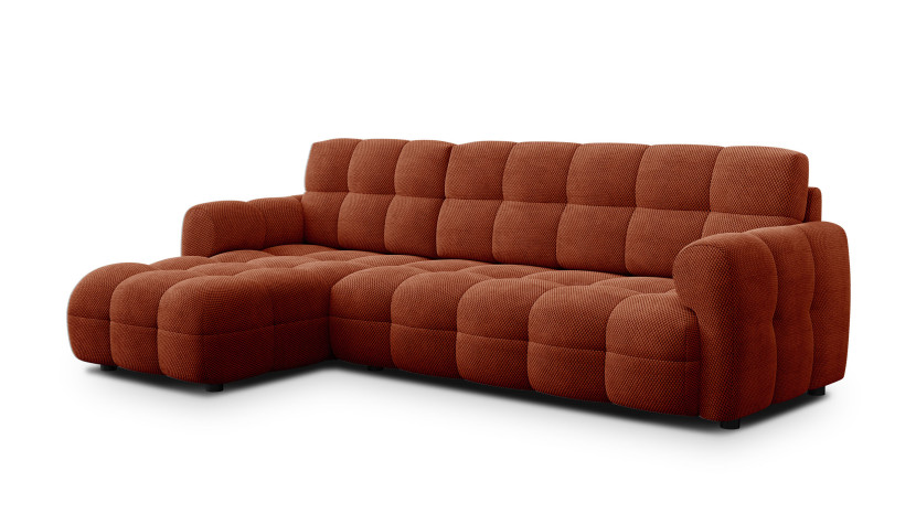 MELLOW sofa narożna 4 osobowa lewa, ciemnopomarańczowa 801456