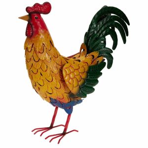 Metalowa dekoracja ogrodowa kolorowy kogut 45 cm 990952 Metalowa dekoracja ogrodowa kolorowy kogut 45 cm 990952