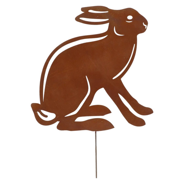 Metalowa dekoracja ogrodowa Zając na piku patyna corten 36,8 cm 1021729