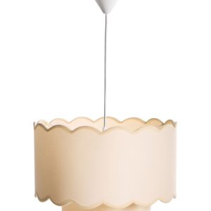 Metalowa lampa wisząca materiałowy podwójny abażur biel i jasny beż 825295 Metalowa lampa wisząca materiałowy podwójny abażur biel i jasny beż 825295