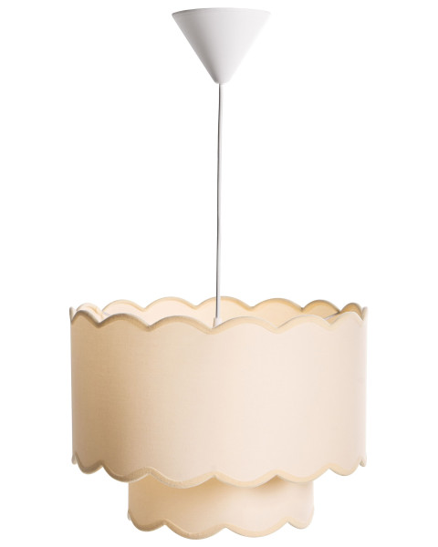Metalowa lampa wisząca materiałowy podwójny abażur biel i jasny beż 825295