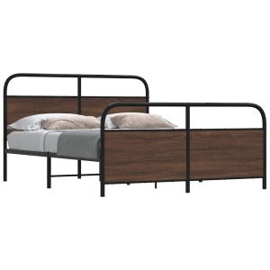 Metalowa rama łóżka bez materaca brązowy dąb 150×200 cm 458800 Metalowa rama łóżka bez materaca brązowy dąb 150×200 cm 458800