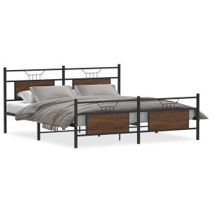 Metalowa rama łóżka bez materaca brązowy dąb 180×200 cm 824491 Metalowa rama łóżka bez materaca brązowy dąb 180×200 cm 824491