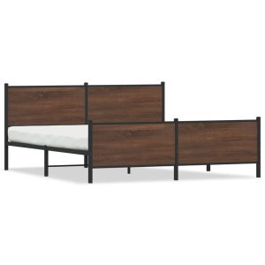 Metalowa rama łóżka, bez materaca, brązowy dąb, 180×200 cm 435168 Metalowa rama łóżka, bez materaca, brązowy dąb, 180×200 cm 435168