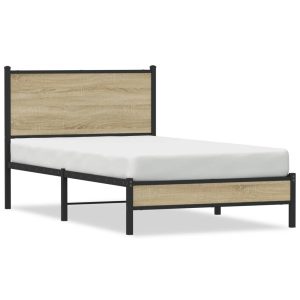 Metalowa rama łóżka, bez materaca, dąb sonoma, 100×190 cm 436253 Metalowa rama łóżka, bez materaca, dąb sonoma, 100×190 cm 436253