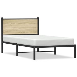 Metalowa rama łóżka, bez materaca, dąb sonoma, 100×200 cm 436256 Metalowa rama łóżka, bez materaca, dąb sonoma, 100×200 cm 436256