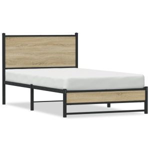 Metalowa rama łóżka, bez materaca, dąb sonoma, 100×200 cm 436297 Metalowa rama łóżka, bez materaca, dąb sonoma, 100×200 cm 436297