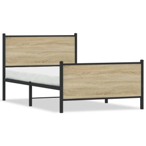 Metalowa rama łóżka bez materaca dąb sonoma 100×200 cm 436300 Metalowa rama łóżka bez materaca dąb sonoma 100×200 cm 436300