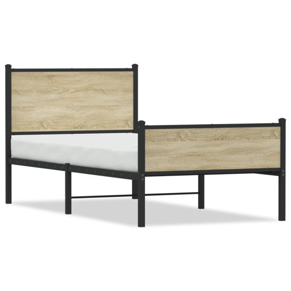 Metalowa rama łóżka bez materaca dąb sonoma 100x200 cm 436303