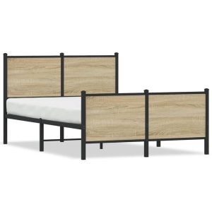 Metalowa rama łóżka, bez materaca, dąb sonoma, 120×200 cm 436269 Metalowa rama łóżka, bez materaca, dąb sonoma, 120×200 cm 436269