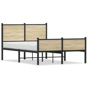 Metalowa rama łóżka bez materaca dąb sonoma 120×200 cm 436301 Metalowa rama łóżka bez materaca dąb sonoma 120×200 cm 436301