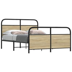 Metalowa rama łóżka bez materaca dąb sonoma 140×190 cm 458448 Metalowa rama łóżka bez materaca dąb sonoma 140×190 cm 458448