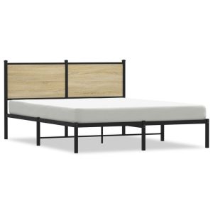 Metalowa rama łóżka bez materaca dąb sonoma 140×200 cm 436278 Metalowa rama łóżka bez materaca dąb sonoma 140×200 cm 436278
