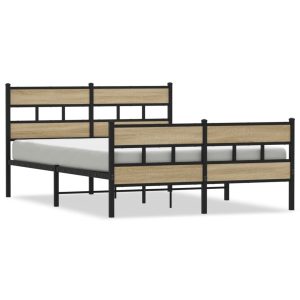 Metalowa rama łóżka bez materaca dąb sonoma 140×200 cm 435794 Metalowa rama łóżka bez materaca dąb sonoma 140×200 cm 435794