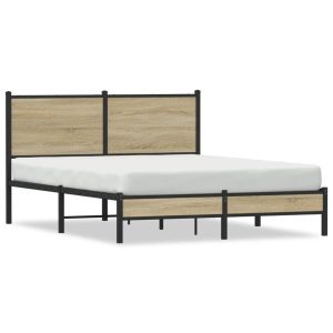 Metalowa rama łóżka, bez materaca, dąb sonoma, 140×200 cm 436299 Metalowa rama łóżka, bez materaca, dąb sonoma, 140×200 cm 436299