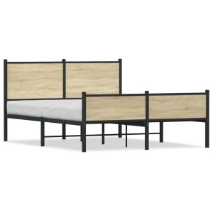 Metalowa rama łóżka, bez materaca, dąb sonoma, 150×200 cm 436298 Metalowa rama łóżka, bez materaca, dąb sonoma, 150×200 cm 436298