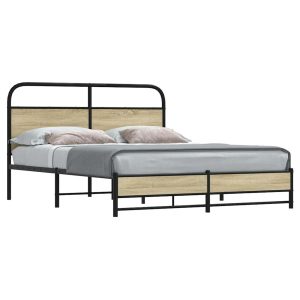 Metalowa rama łóżka bez materaca dąb sonoma 160×200 cm 458846 Metalowa rama łóżka bez materaca dąb sonoma 160×200 cm 458846