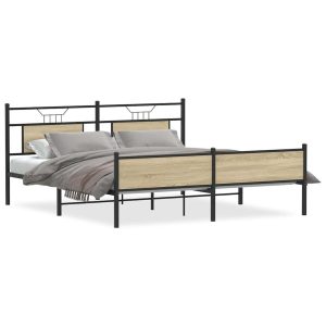 Metalowa rama łóżka bez materaca dąb sonoma 160×200 cm 824434 Metalowa rama łóżka bez materaca dąb sonoma 160×200 cm 824434