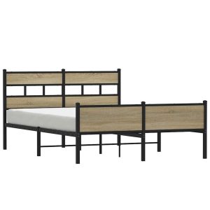 Metalowa rama łóżka bez materaca dąb sonoma 160×200 cm 435775 Metalowa rama łóżka bez materaca dąb sonoma 160×200 cm 435775